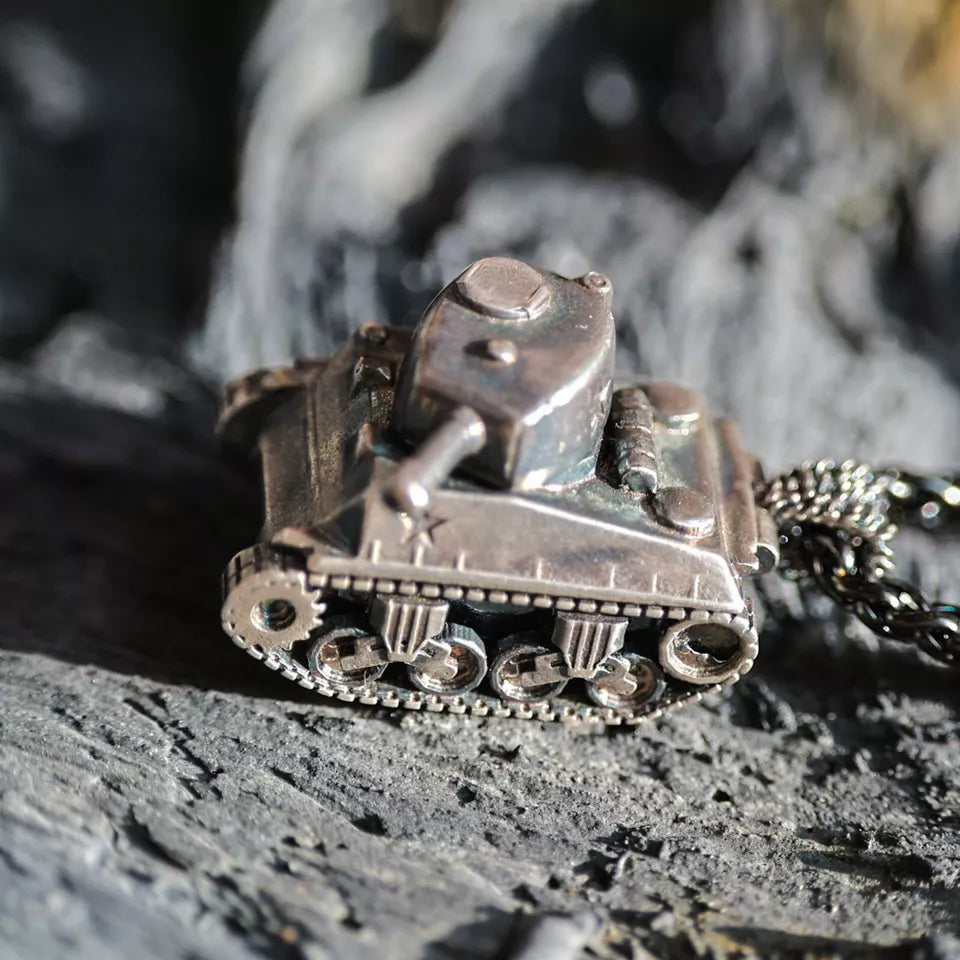 US M4 Sherman Tank Pendant. Cool Gift for Him. M4 Medium Tank Model Necklace.