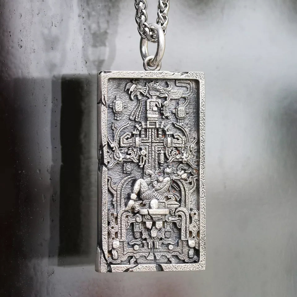 Mayan rocket Pendant. 925 silver necklace. Handmade necklace, Gifts for him.