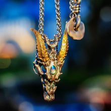 Load image into Gallery viewer, Skeleton Dragon Pendant. Handmade necklace. Sterling Silver. Gift For Him.