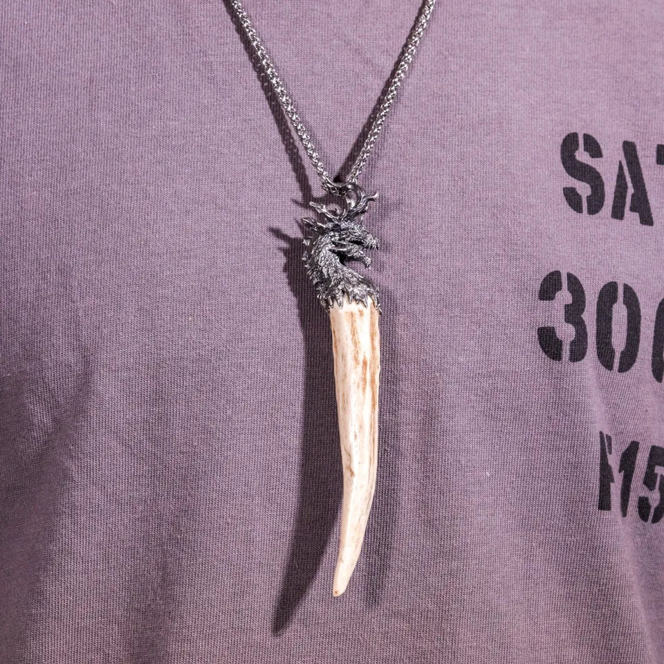 Dragon Head Pendant. Sterling Silver Necklace. Mythical Beast Pendant For Men.