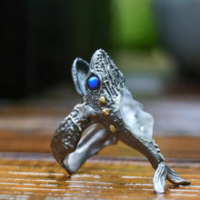 Load image into Gallery viewer, Mythical Fish Ring. Sterling Silver Ring. Handmade Jewelry. Gift For Him.
