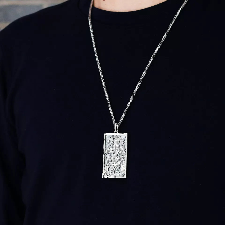 Mayan rocket Pendant. 925 silver necklace. Handmade necklace, Gifts for him.