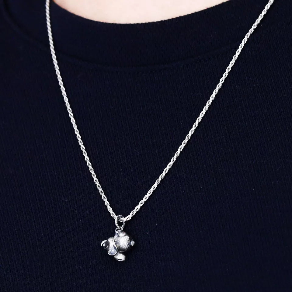 Pig Pendant. 925 Silver Handmade Necklace, Unique Jewelry. Gift for her/him