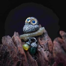 Load image into Gallery viewer, 925 Silver Owl Pendant. Gift for Him/Her. Handmade Necklace. Unique Jewelry.