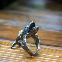 Load image into Gallery viewer, Mythical Fish Ring. Sterling Silver Ring. Handmade Jewelry. Gift For Him.