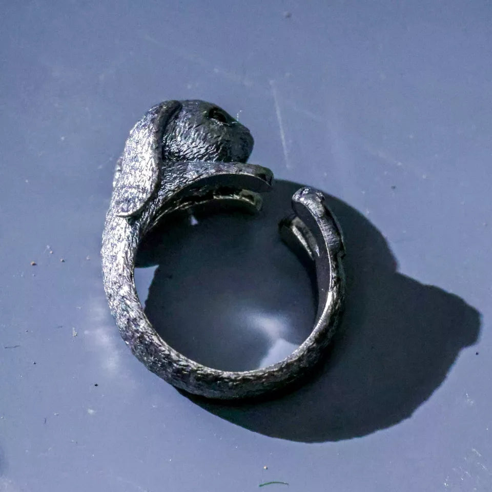Rabbit Ring. Cute Gift for Her. Sterling Silver Ring. Handmade Jewelry.