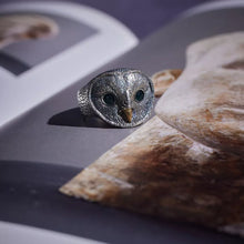 Load image into Gallery viewer, Owl Ring. Gift for Him. Handmade Ring For Men. 925 Silver Ring. Animal Ring.