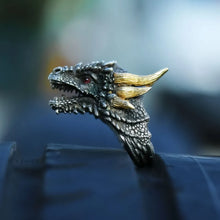 Load image into Gallery viewer, Mythical Beast Ring, Unique Jewelry, Handmade Dragon Ring. Silver&amp;18K Gold Ring.