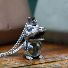 Load image into Gallery viewer, Silver Crocodile Pendant. Gift for Him. Handmade Necklace. Wild Animal Jewelry.