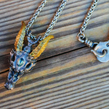 Load image into Gallery viewer, Skeleton Dragon Pendant. Handmade necklace. Sterling Silver. Gift For Him.