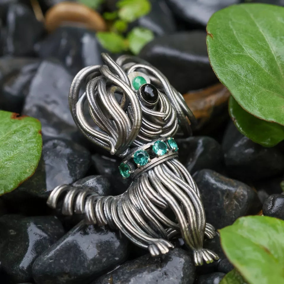 Messy Little Dog Pendant. Gifts for Him. Handmade Necklace. Unique Jewelry.