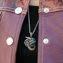 Load image into Gallery viewer, Skeleton Dragon Pendant. Handmade necklace. Sterling Silver. Gift For Him.