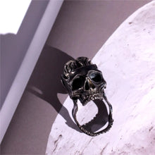 Load image into Gallery viewer, Skeleton Ring. Gifts for Him. Handmade Brain Ring. Unique Jewelry.
