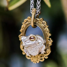Load image into Gallery viewer, Toad in a Frame Pendant. Frog Pendant. Gift for Her. Handmade S925 Necklace.