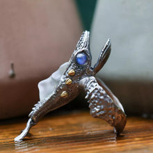Load image into Gallery viewer, Mythical Fish Ring. Sterling Silver Ring. Handmade Jewelry. Gift For Him.