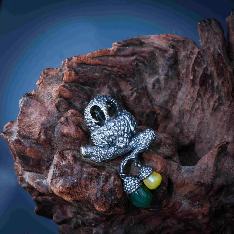 925 Silver Owl Pendant. Gift for Him/Her. Handmade Necklace. Unique Jewelry.