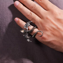 Load image into Gallery viewer, Silver Snake Ring. Cool Gift for Him. Sterling Silver Skeleton Ring.
