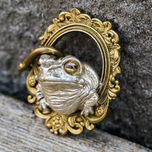 Load image into Gallery viewer, Toad in a Frame Pendant. Frog Pendant. Gift for Her. Handmade S925 Necklace.