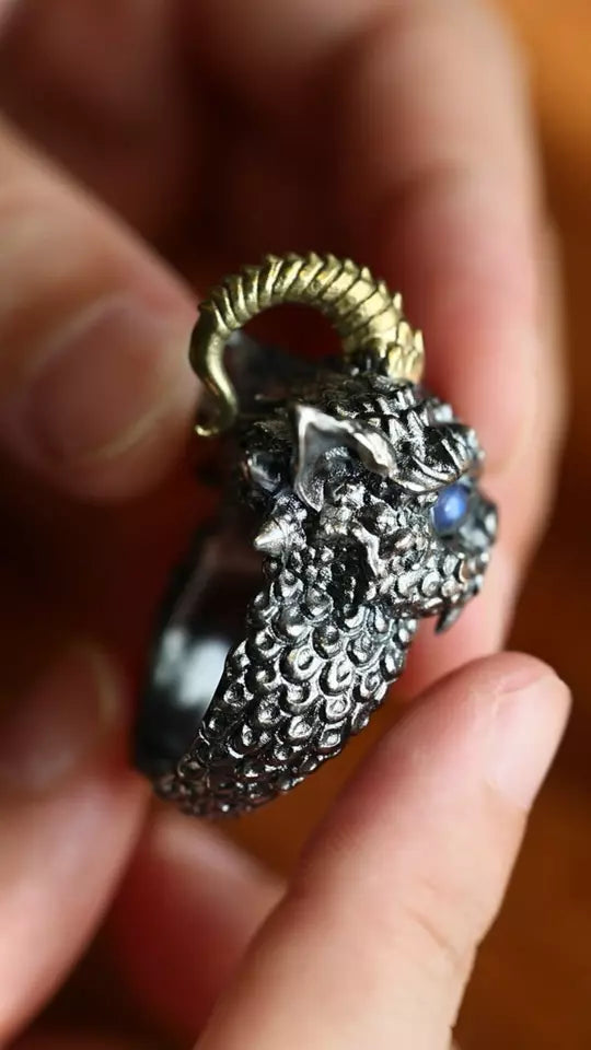 Mythical Beast Ring. Gift for Him. Handmade Ring. Sterling Silver Ring.